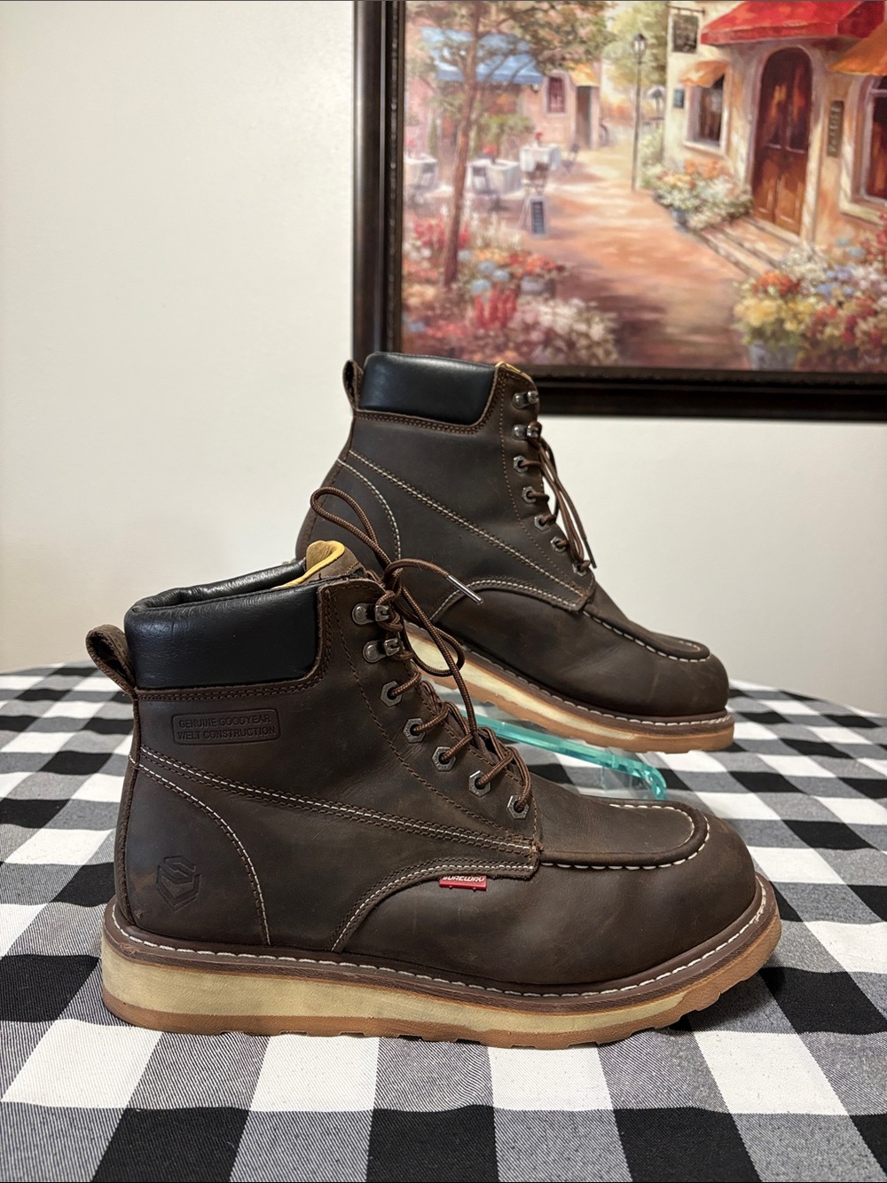 Sureway Men's 6" Leather WP Steel Safety Toe Work Boots Brown Size 13 ASTM F2413